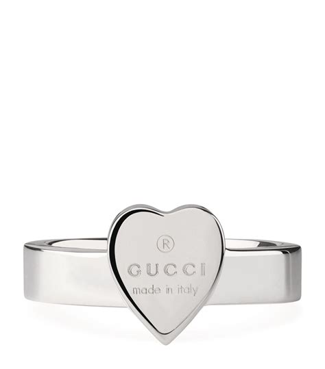 gucci silver trademark heart ring|GUCCI Sterling Silver Trademark Heart Motif Ring .